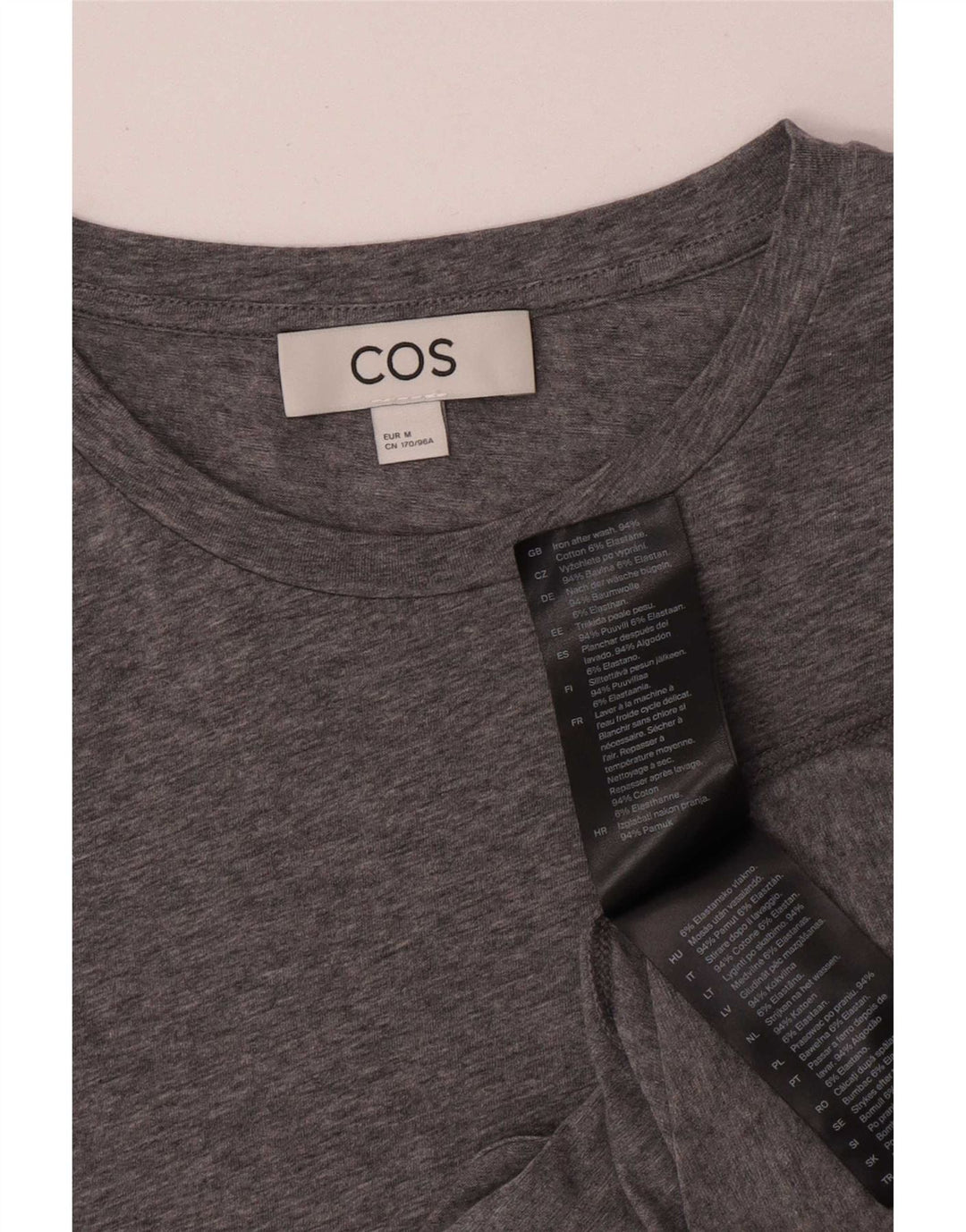 Cos Womens Top Long Sleeve UK 12 Medium Grey Cotton