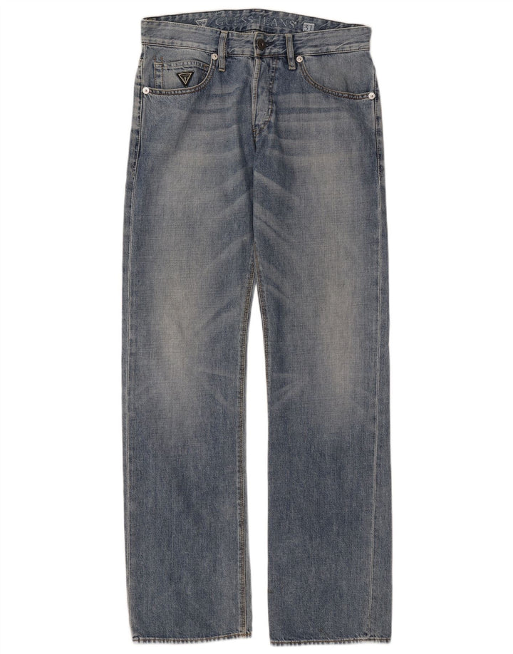 Guess Womens Straight Jeans W31 L34 Blue Cotton