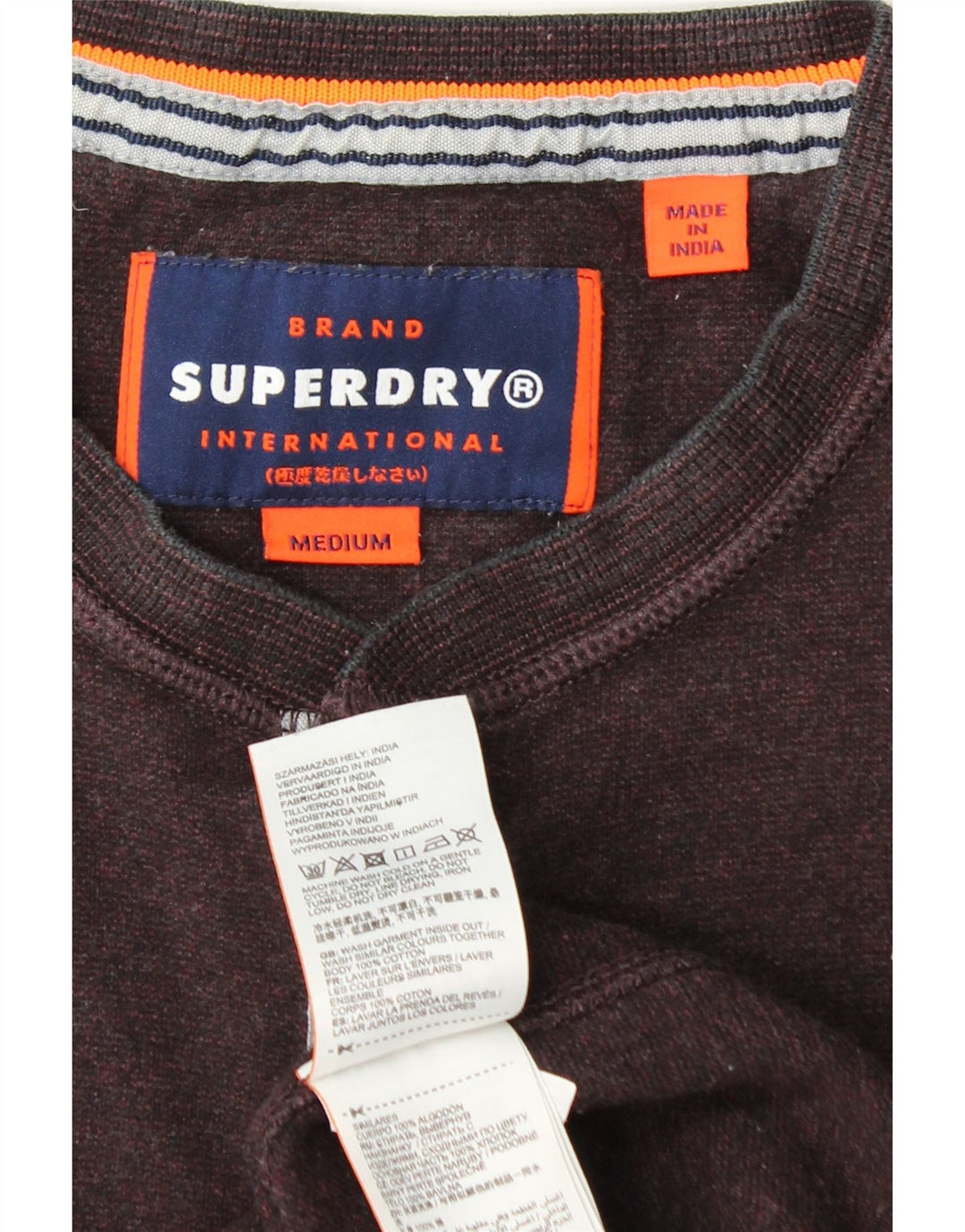 SUPERDRY Mens Top Long Sleeve Medium Burgundy Cotton