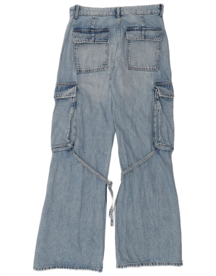 ZARA Womens Cargo Flared Jeans EU 36 XS W26 L32 Blue Cotton
