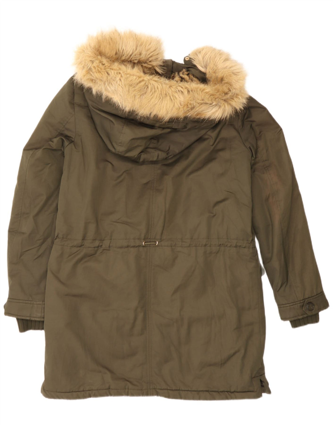 Zara Womens Hooded Parka Jacket UK 14 Medium Khaki Polyester
