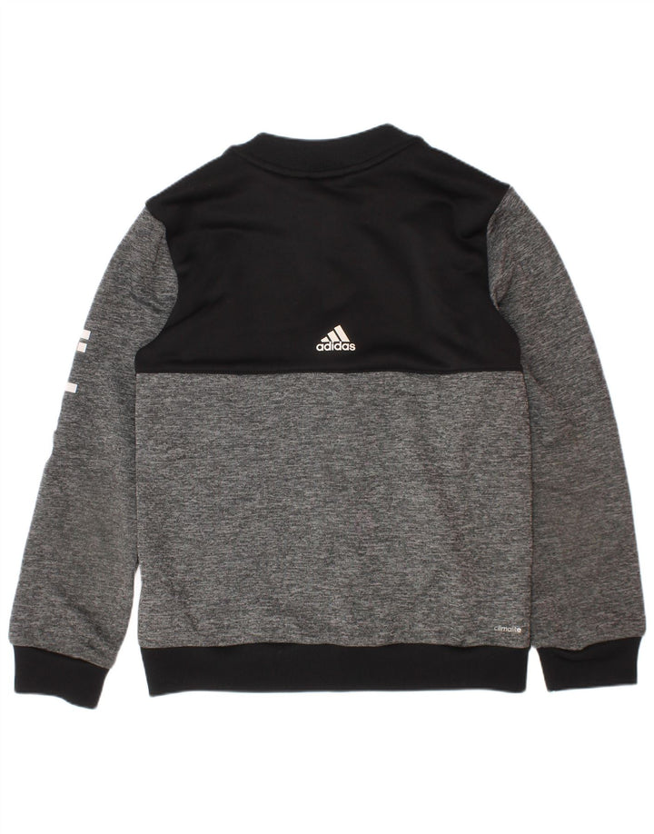 Adidas Boys Climalite Tracksuit Top Jacket 7-8 Years Grey Colourblock
