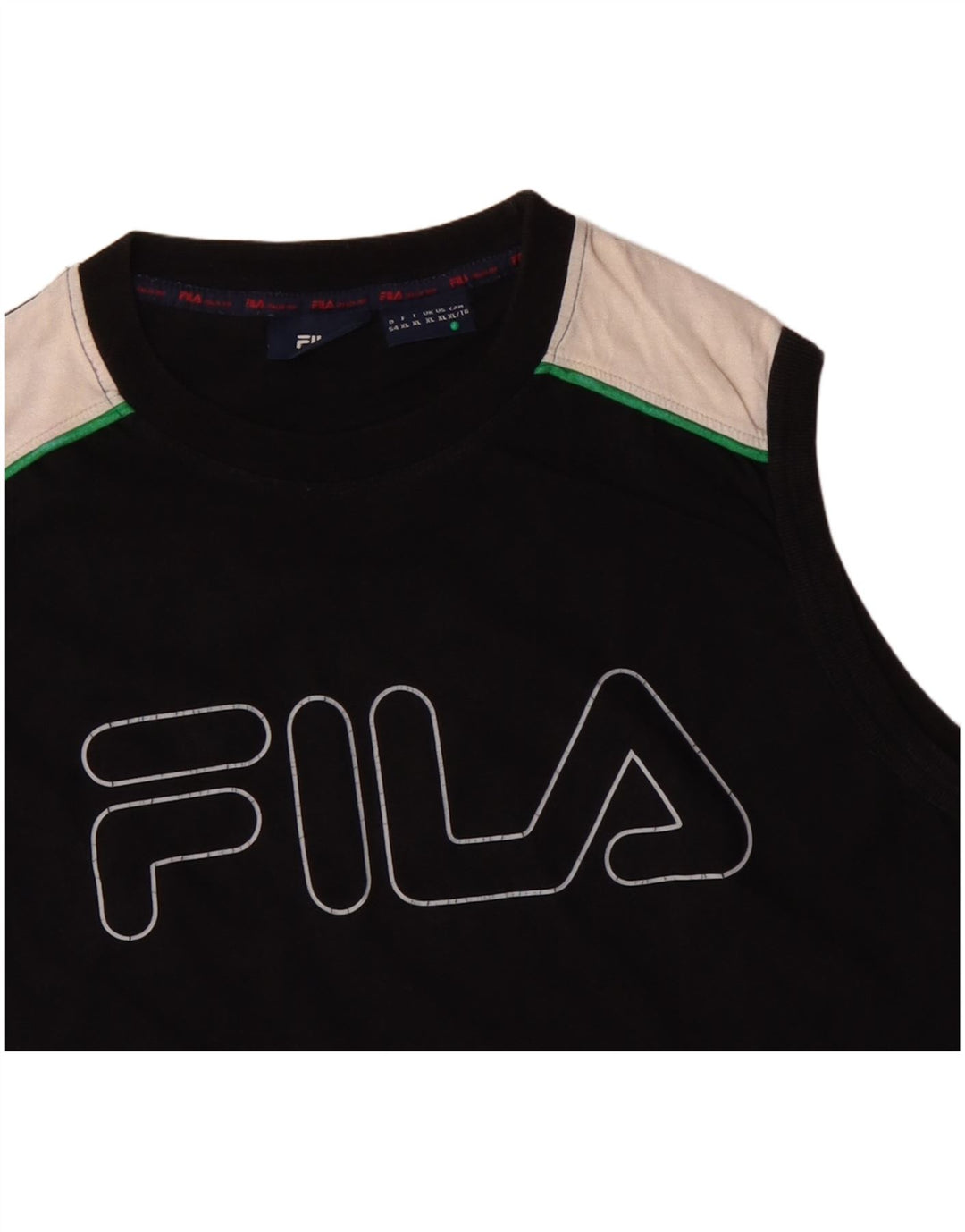 FILA Mens Graphic Vest Top XL Black Colourblock Cotton