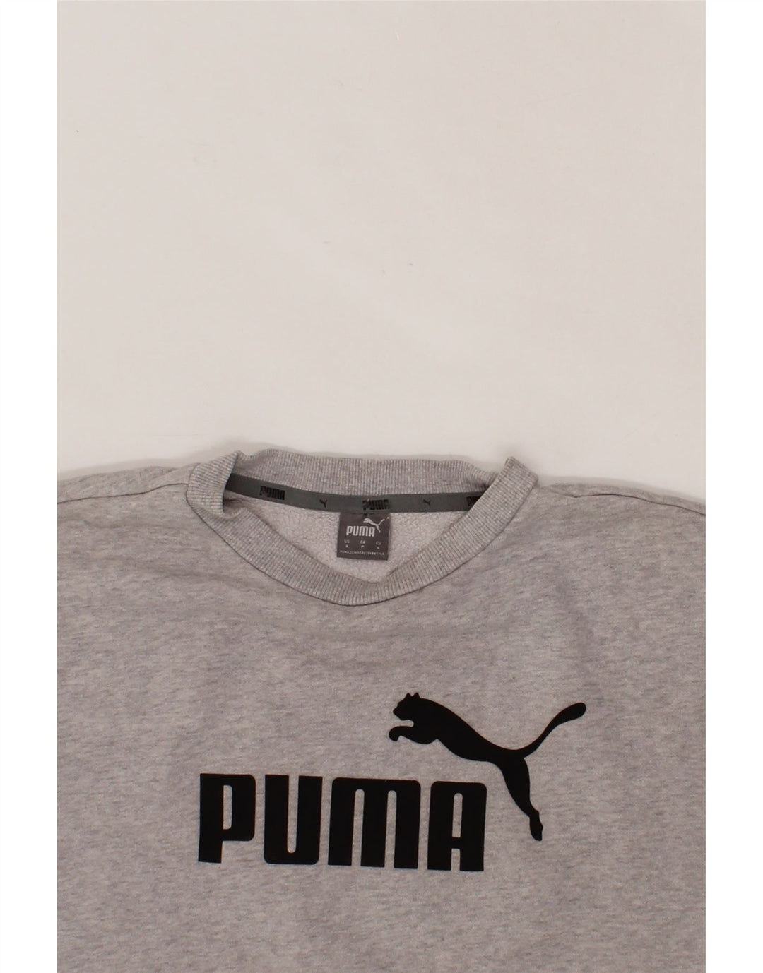 PUMA Womens Oversized Graphic Sweatshirt Jumper UK 10 Small Grey Cotton Vintage Puma and Second-Hand Puma from Messina Hembry 