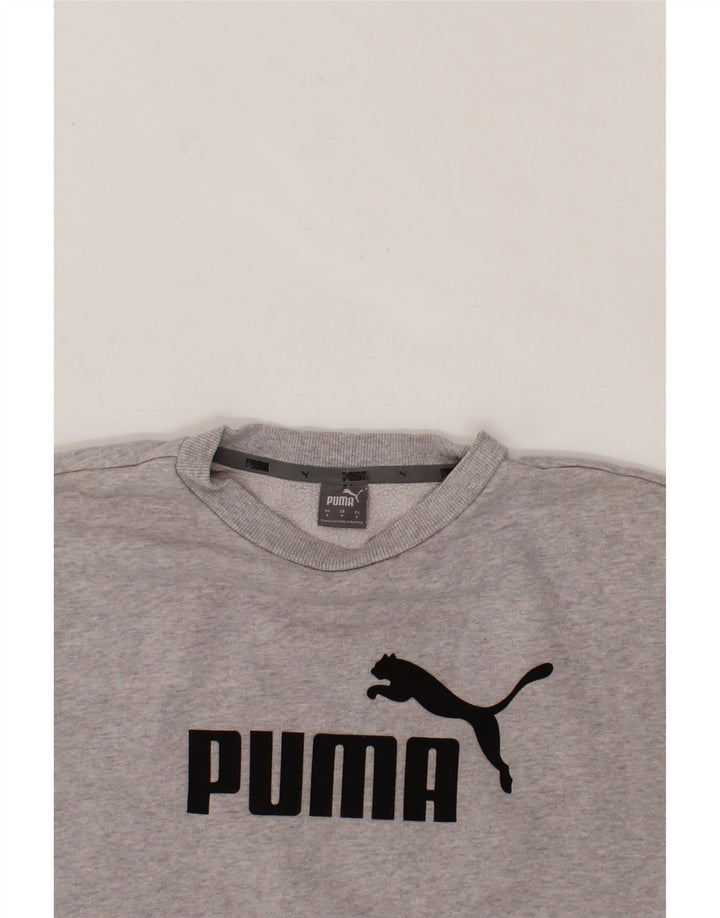 PUMA Womens Oversized Graphic Sweatshirt Jumper UK 10 Small Grey Cotton Vintage Puma and Second-Hand Puma from Messina Hembry 