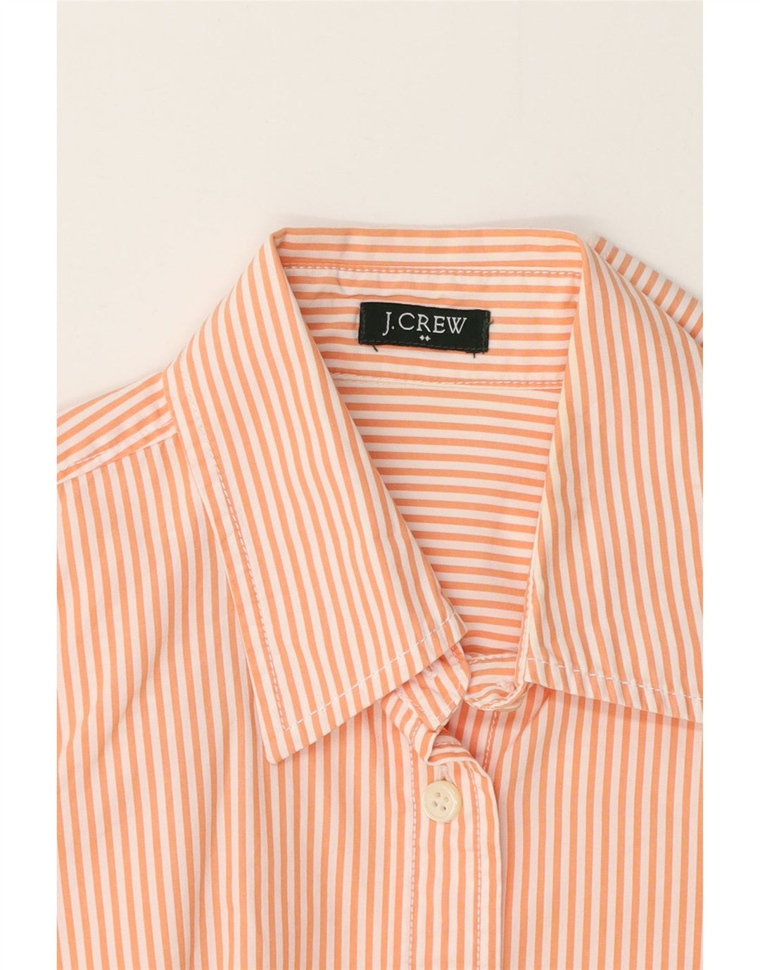 J. CREW Womens 3/4 Sleeve Shirt UK 12 Medium Orange Pinstripe Cotton