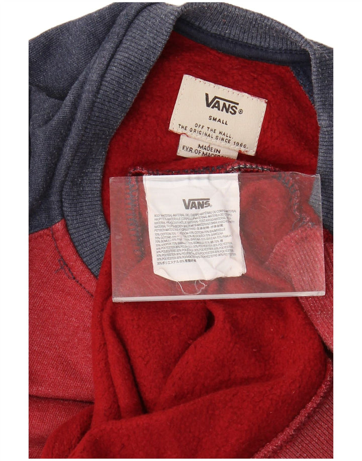 VANS Mens Sweatshirt Jumper Small Red Colourblock Cotton