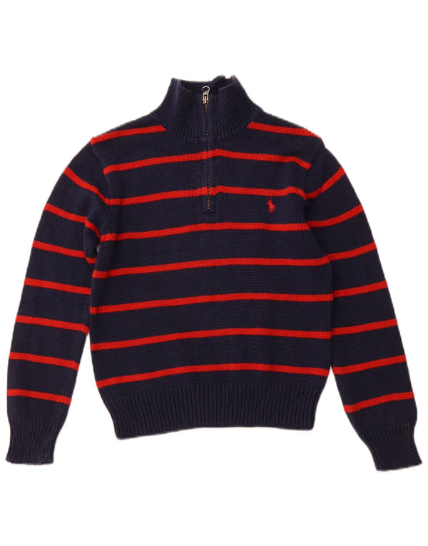 POLO RALPH LAUREN Boys Zip Neck Jumper Sweater 7-8 Years Small  Navy Blue