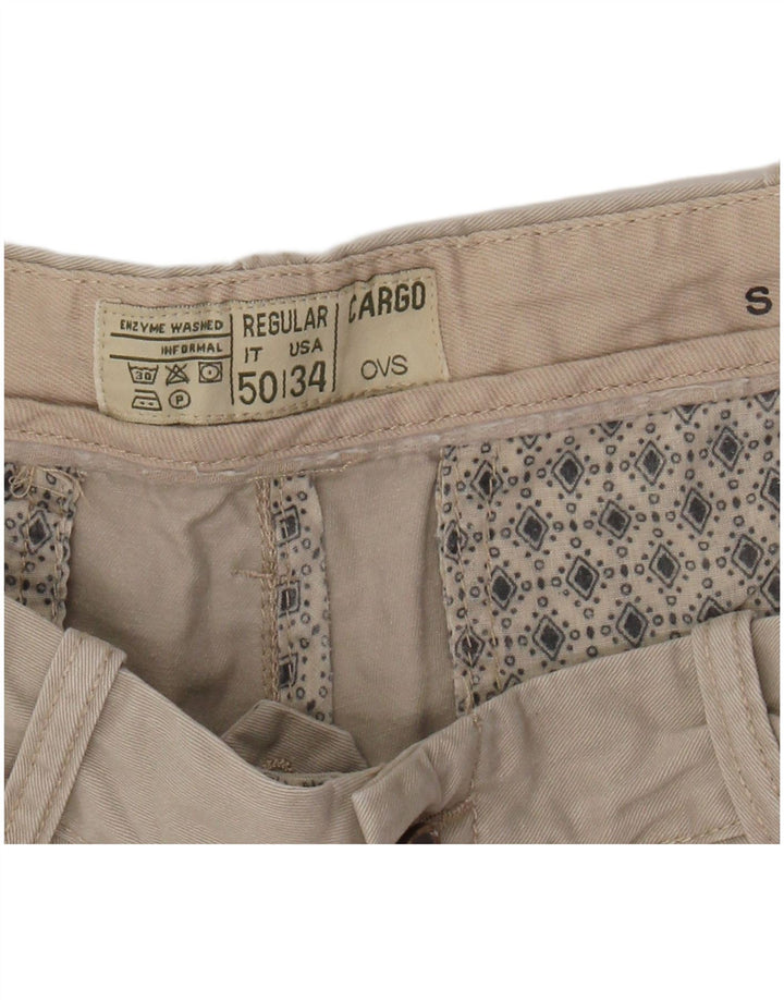 OVS Mens Regular Cargo Shorts IT 50 Large W34 Beige Cotton