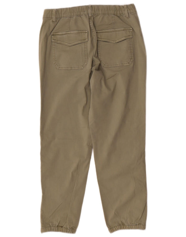 Marks & Spencer Womens Joggers Cropped Trousers UK 14 Large W32 L25 Khaki
