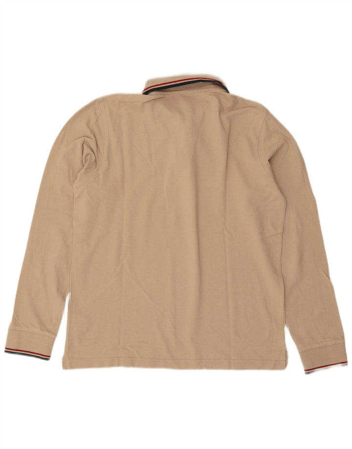 Lotto Mens Long Sleeve Polo Shirt Medium Beige Cotton