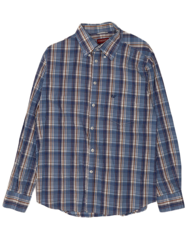 Carrera Mens Regular Fit Shirt Large Blue Check Cotton