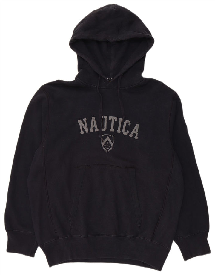 NAUTICA Mens Graphic Hoodie Jumper Medium Navy Blue Cotton