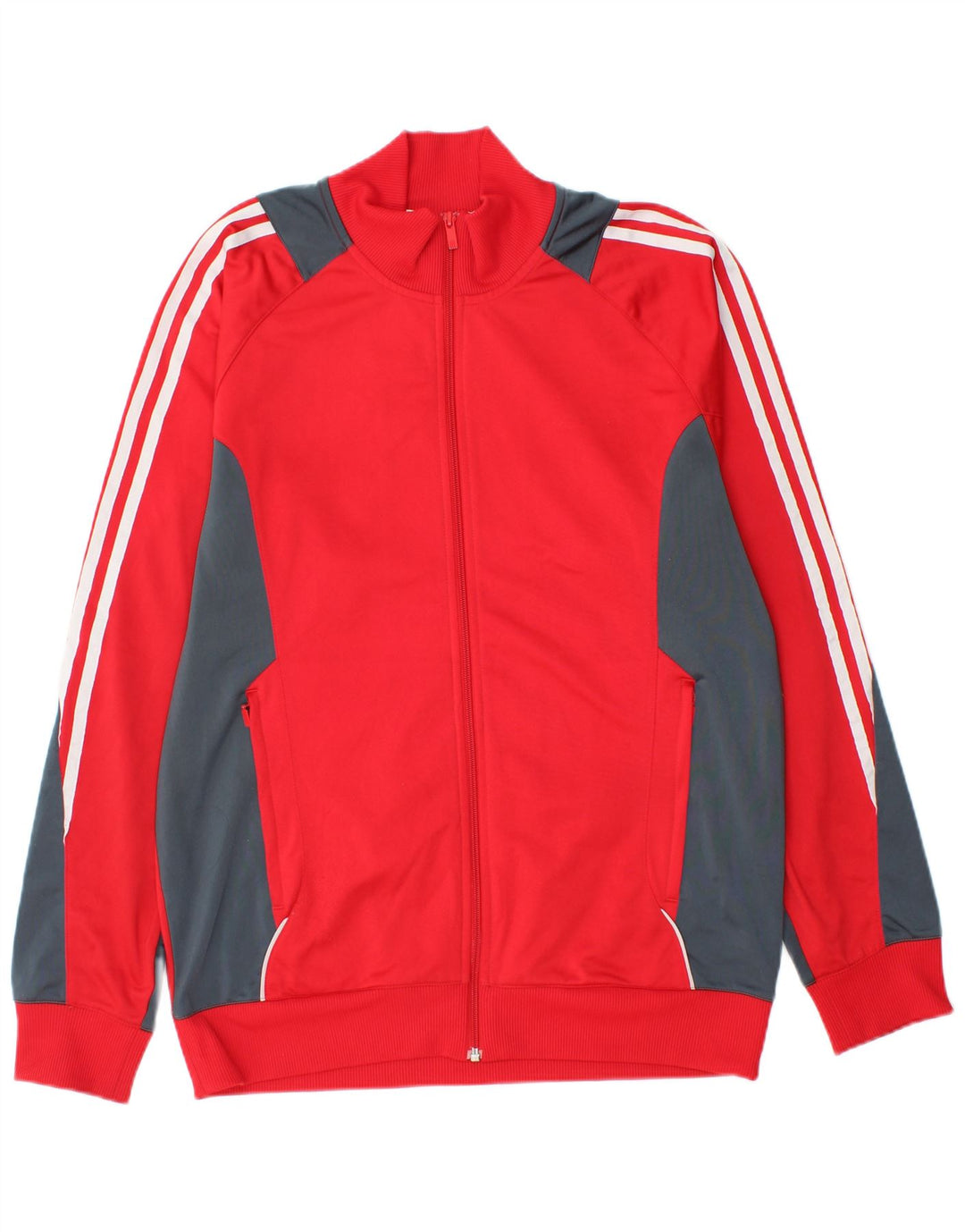 ADIDAS Mens Tracksuit Top Jacket UK 42/44 Large Red Colourblock Polyester