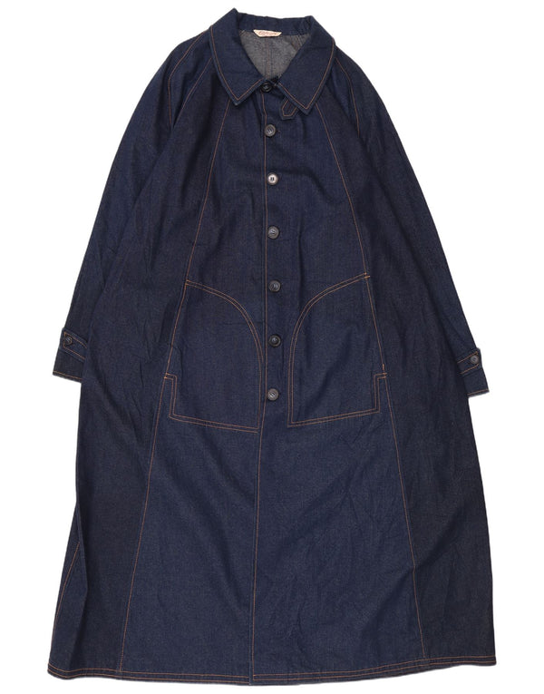 VINTAGE Mens Oversized Denim Coat UK 18 XL Navy Blue