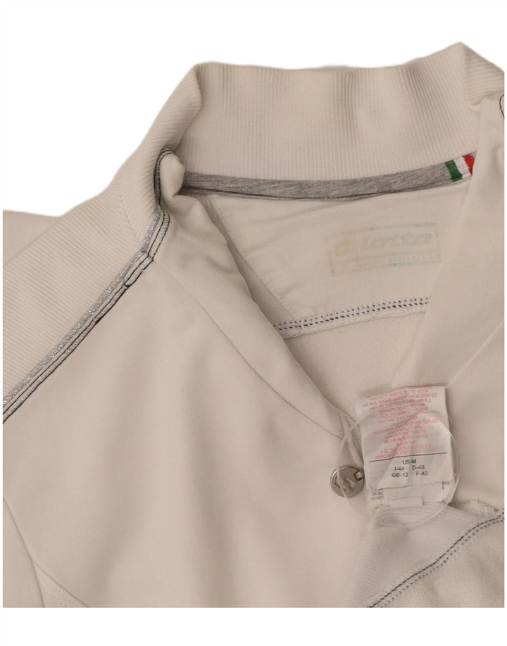 LOTTO Womens Tracksuit Top Jacket UK 12 Medium  White Cotton