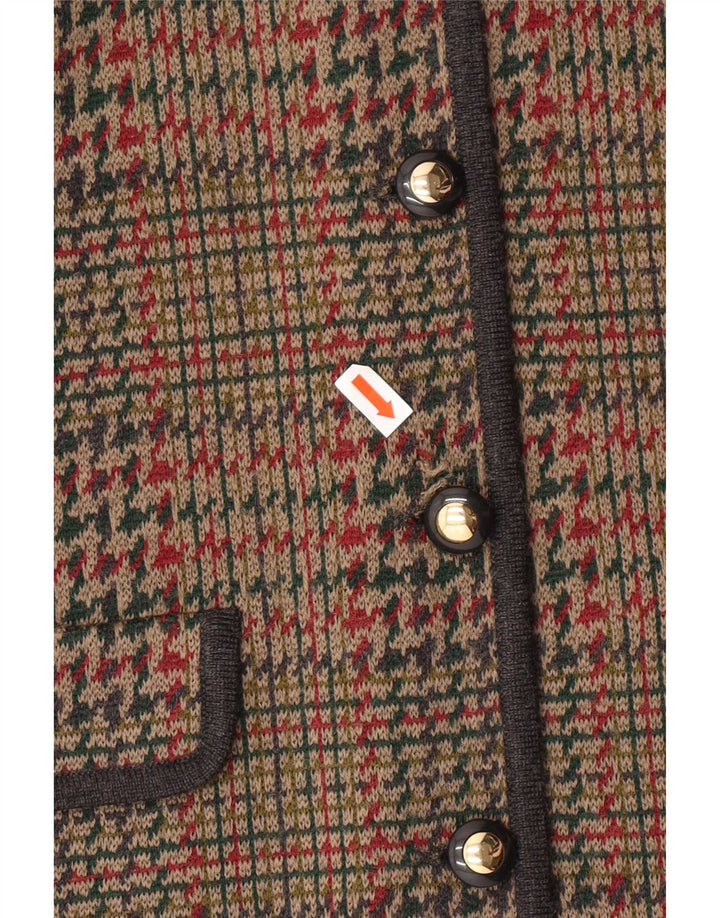 STIZZOLI Womens 6 Button Knit Blazer Jacket IT 48 XL Brown Houndstooth