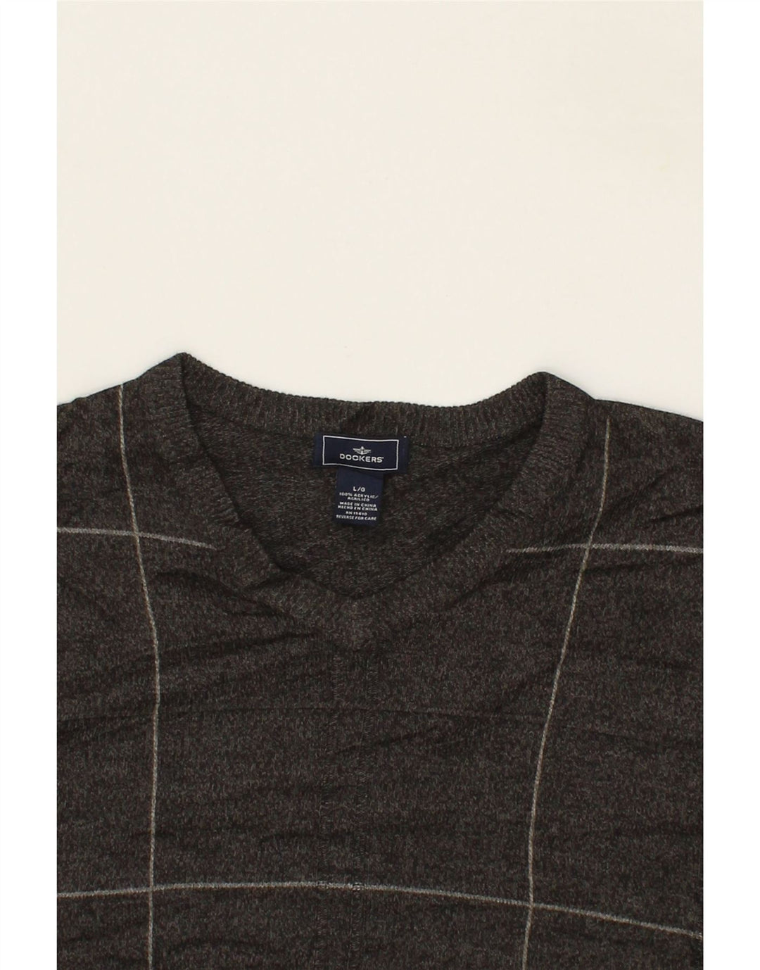 DOCKERS Mens Vest Tank Top Large Grey Check Acrylic Vintage Dockers and Second-Hand Dockers from Messina Hembry 