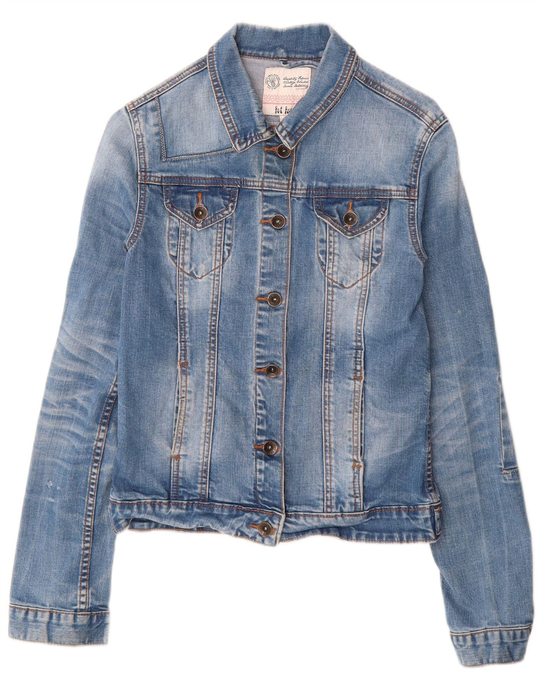 FAT FACE Womens Denim Jacket UK 8 Small Blue Cotton