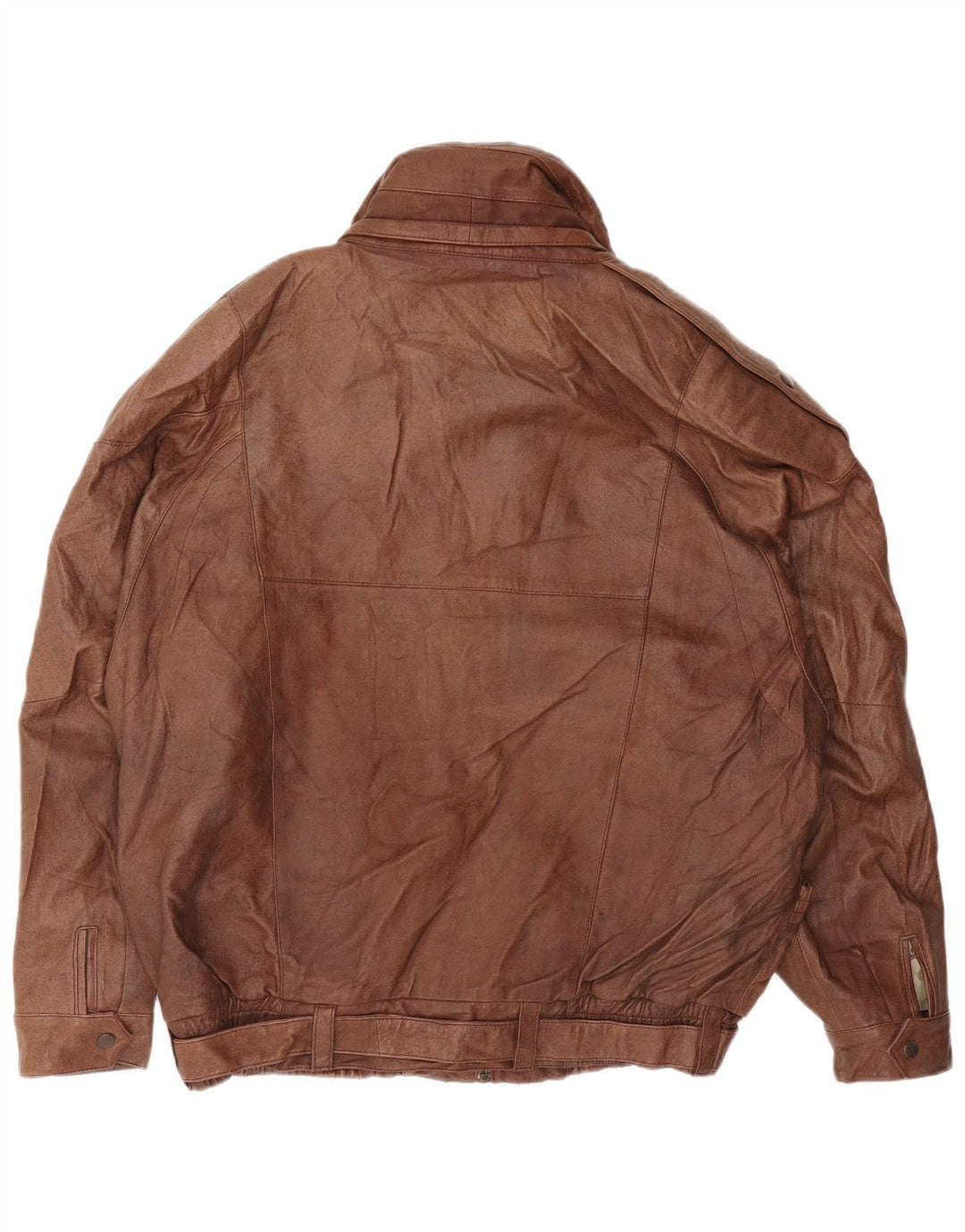 VINTAGE Mens Leather Jacket IT 52 XL Brown