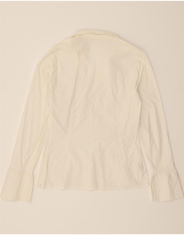 BENETTON Womens Shirt Blouse UK 12 Medium White Cotton