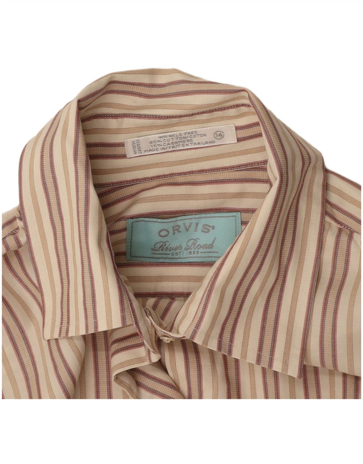 ORVIS Womens Shirt US 14 XL Beige Striped Cotton
