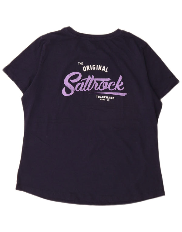 Saltrock Womens Graphic T-Shirt Top UK 16 Large Navy Blue Cotton