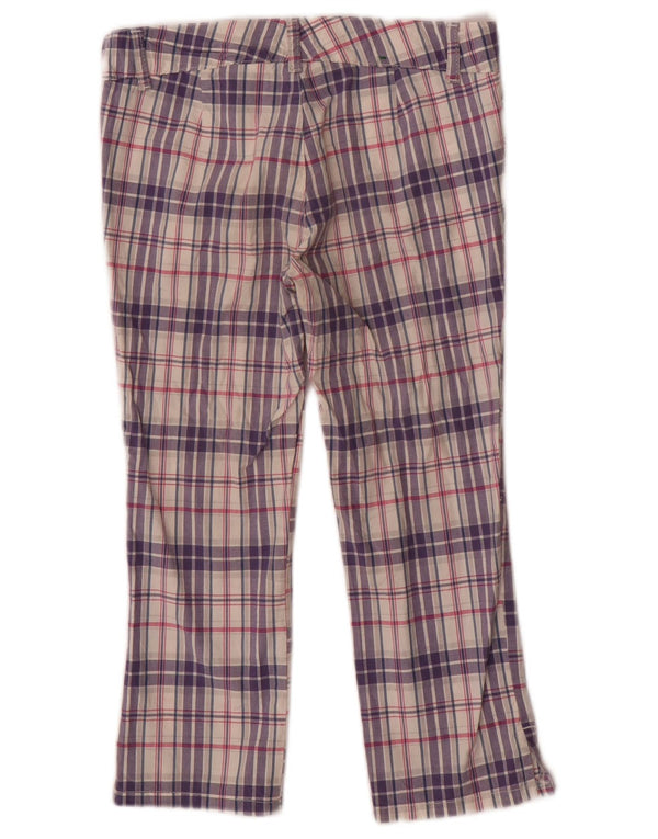 BENETTON Girls Chino Trousers 10-11 Years XL W28 L19  Purple Check