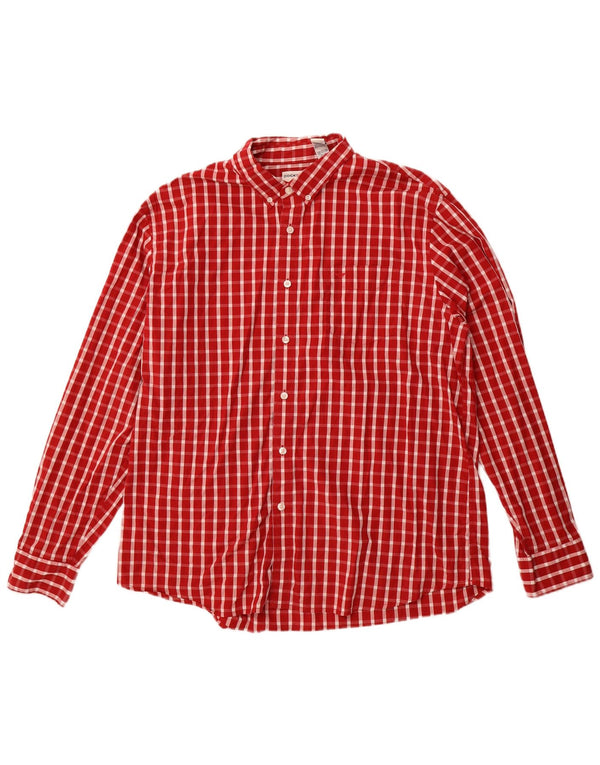 Dockers Mens Shirt XL Red Check Cotton