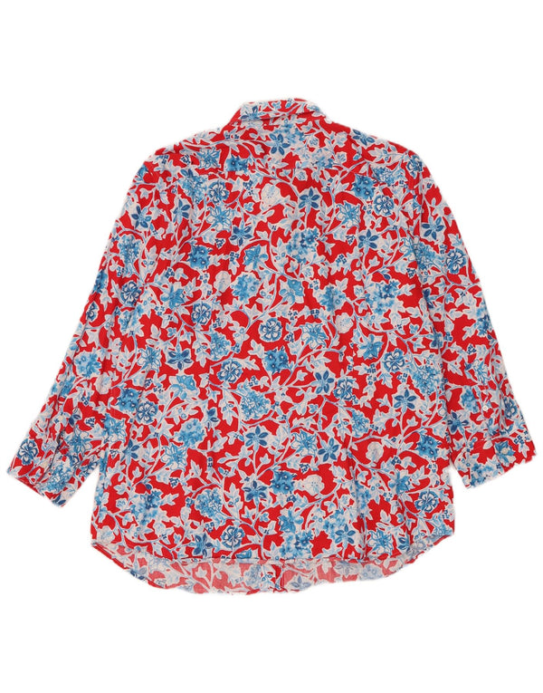 Chaps Womens Shirt UK 18 XL Red Floral Cotton
