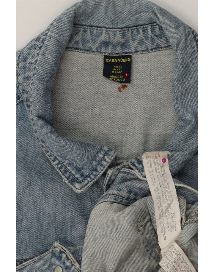 ZARA Mens Denim Jacket UK 42 XL Blue Cotton