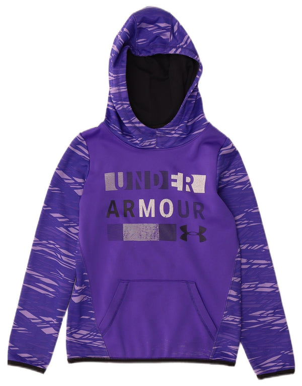 UNDER ARMOUR Boys Cold Gear Hoodie Jumper 9-10 Years Medium  Purple