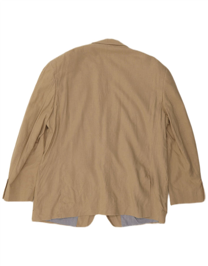 Marks & Spencer Mens 2 Button Blazer Jacket UK 40 Large Beige Linen