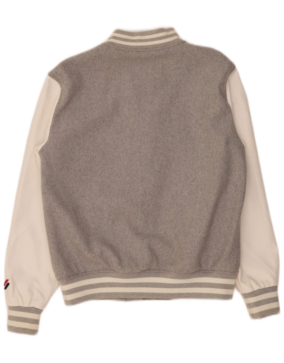 SUPERDRY Womens Oversized Varsity Jacket UK 10 Small Grey Colourblock