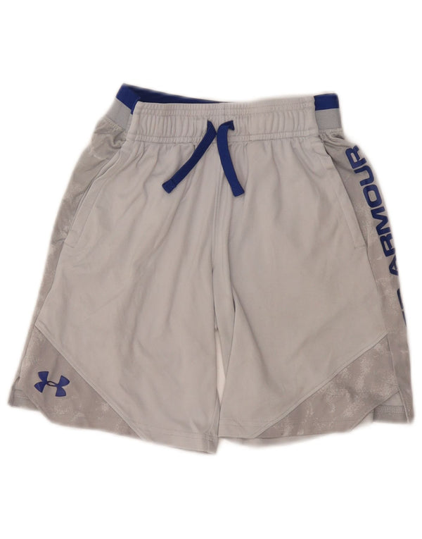 Under Armour Boys Heat Gear Sport Shorts 7-8 Years Small Grey Colourblock