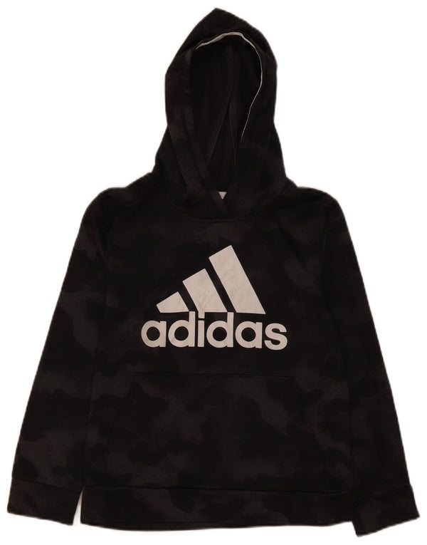Adidas Boys Graphic Hoodie Jumper 10-11 Years Medium Black Camouflage