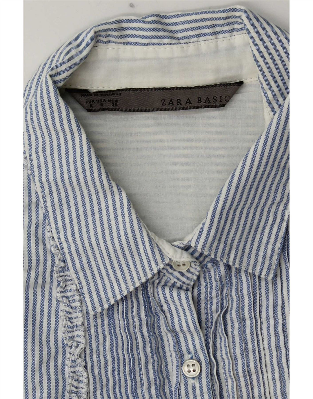 Zara Womens Short Sleeve Pullover Shirt UK 10 Small Blue Striped