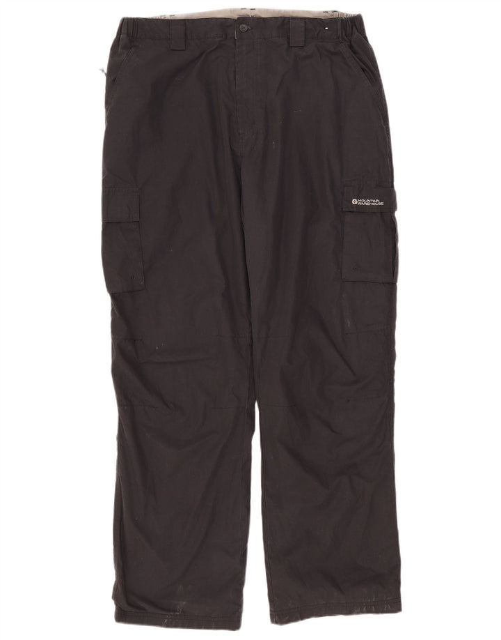 MOUNTAIN WAREHOUSE Mens Straight Cargo Trousers W38 L32 Black Polyester
