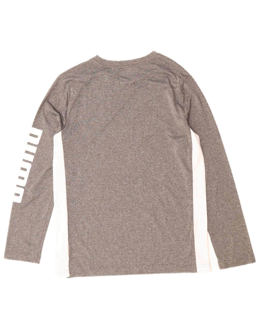 Puma Boys Graphic Top Long Sleeve 14-15 Years Large Grey Colourblock