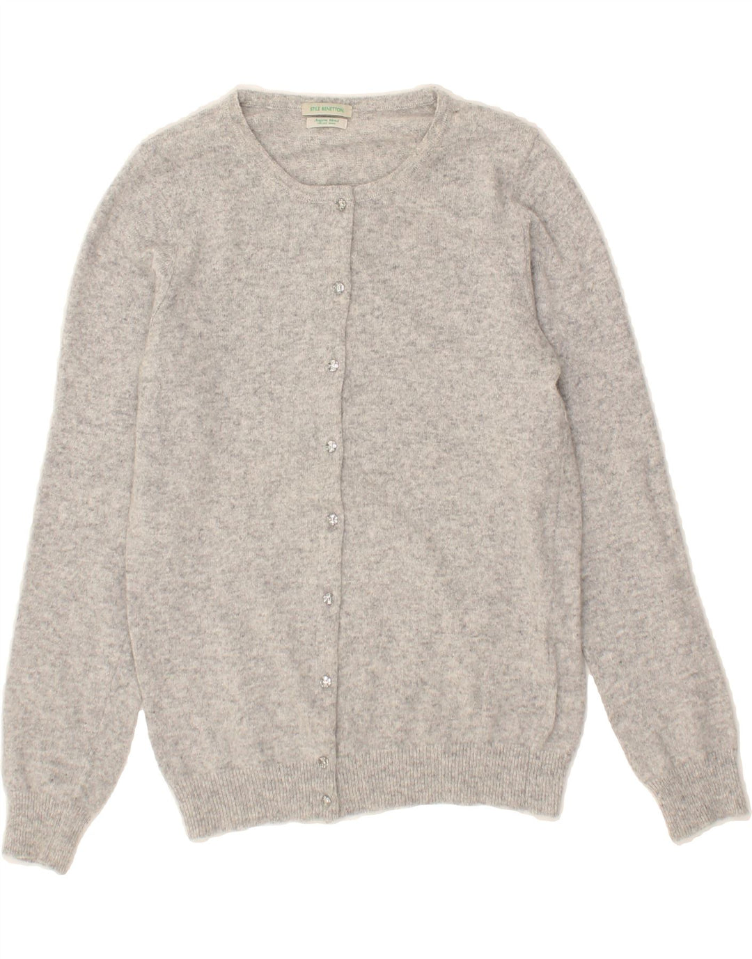 BENETTON Womens Cardigan Sweater UK 10 Small Grey Angora Vintage Benetton and Second-Hand Benetton from Messina Hembry 