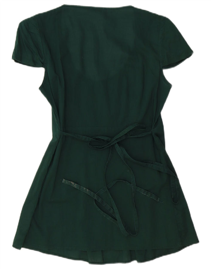 BENETTON Womens A-Line Dress UK 10 Small Green Cotton