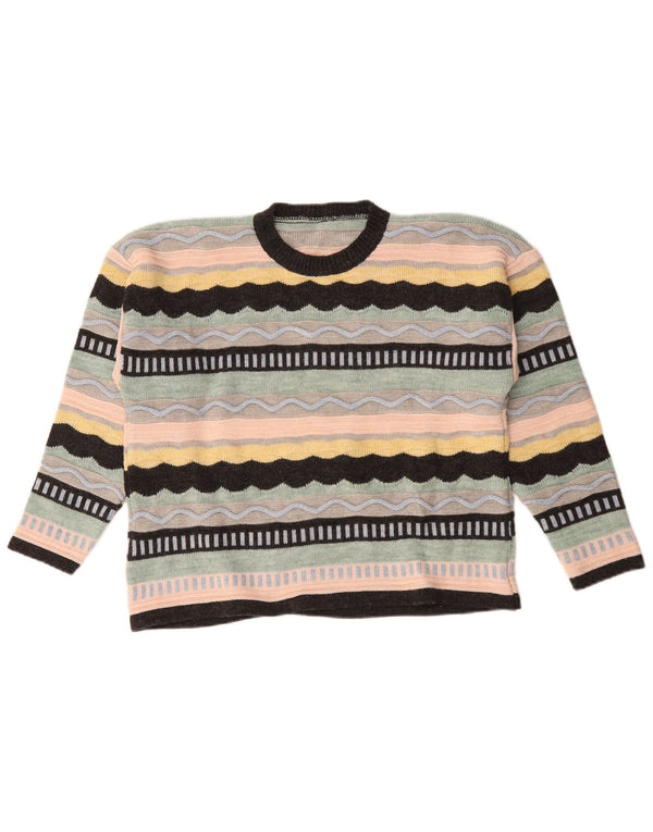 Vintage Womens Crew Neck Jumper Sweater UK 18 XL Multicoloured Striped