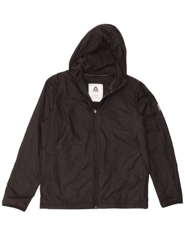 Reebok Mens Hooded Tracksuit Top Jacket Large Black Polyester