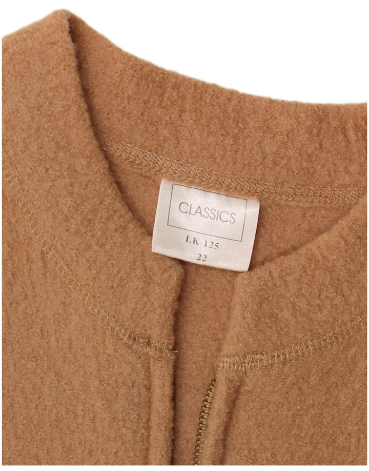 Vintage Womens Overcoat UK 22 3XL Beige Floral Wool