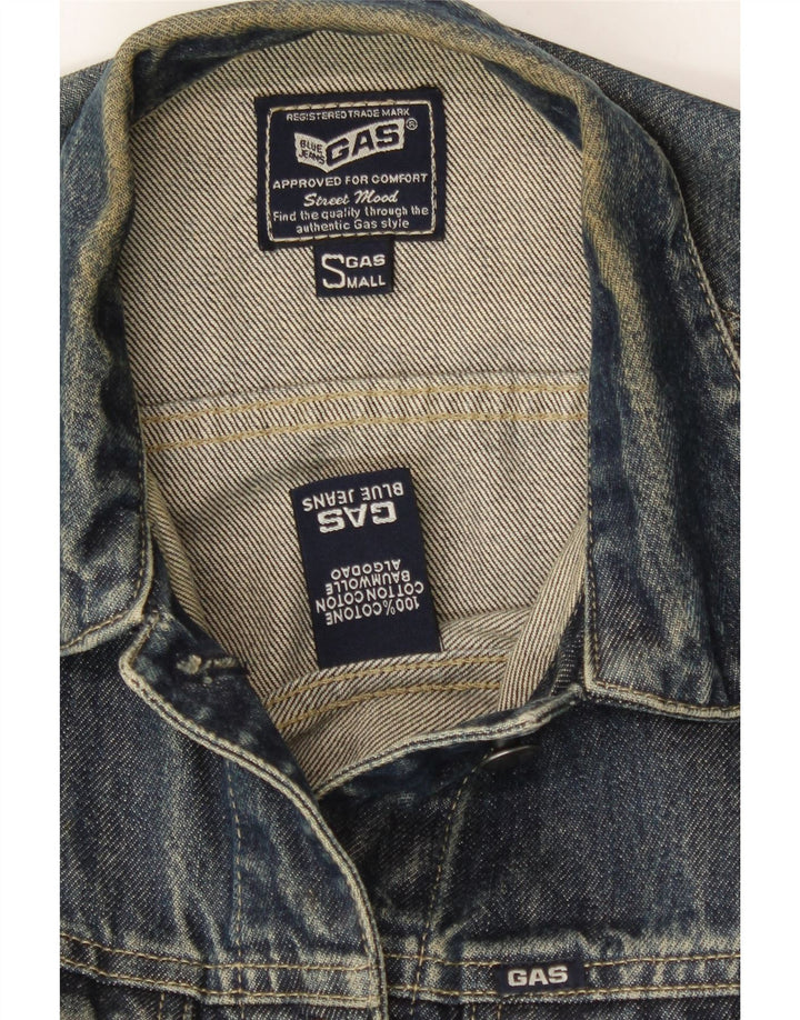 GAS Womens Crop Denim Jacket UK 10 Small Blue Cotton Vintage Gas and Second-Hand Gas from Messina Hembry 