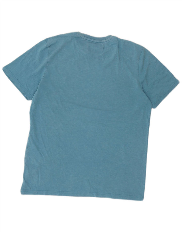 Lyle & Scott Mens T-Shirt Top Medium Blue Flecked Cotton