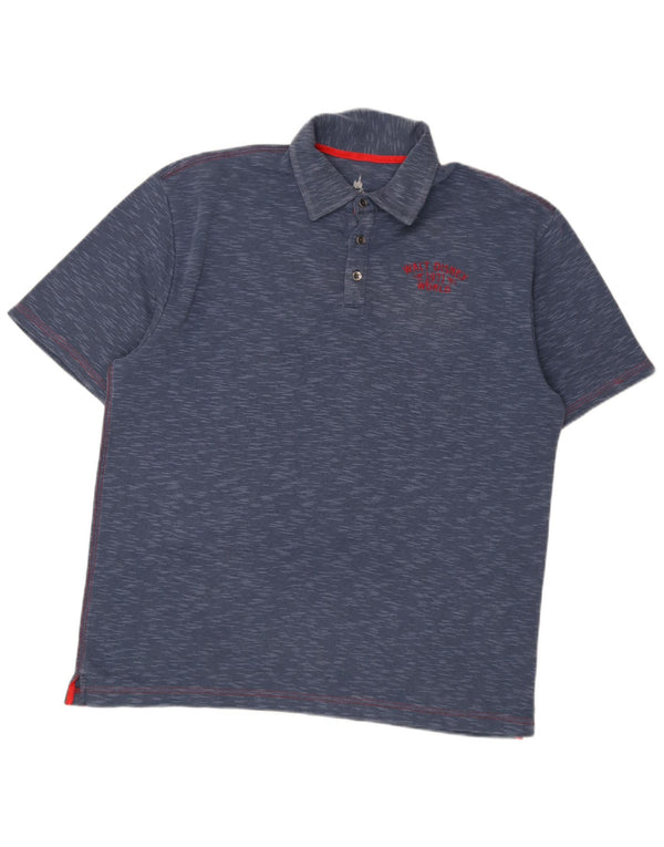 Disney Parks  Mens Polo Shirt Large Navy Blue Flecked Cotton
