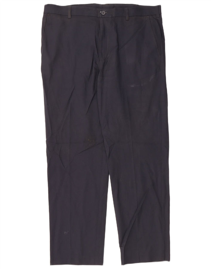 IZOD Mens Straight Chino Trousers W38 L32  Navy Blue Polyester