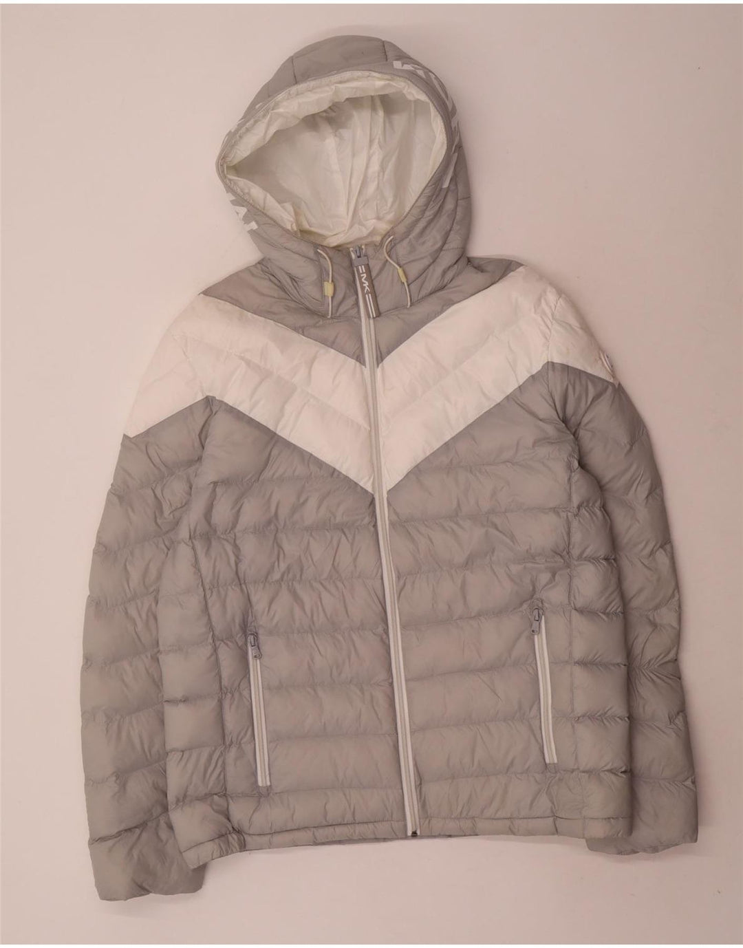 MICHAEL KORS Mens Graphic Padded Jacket UK 40 Large Grey Colourblock