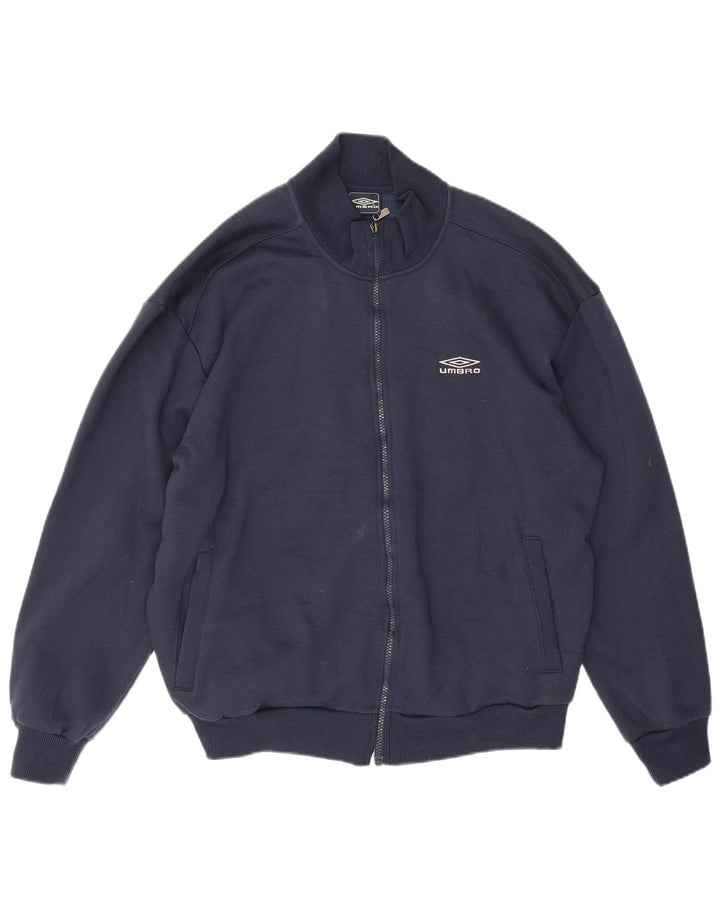 Umbro Mens Tracksuit Top Jacket Large Navy Blue Polyester